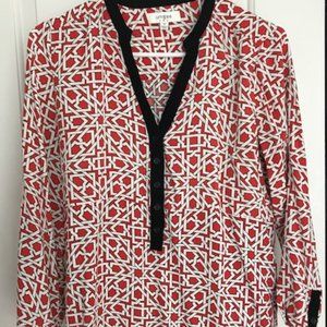 Red and white long sleeve top